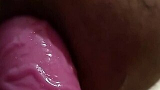 close-up anal pounding with big cock dildo