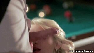 Blonde amateur blowjob game with facial swallow