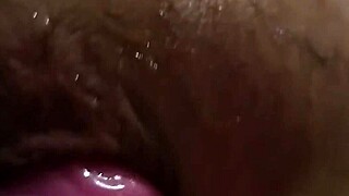 close-up anal pounding with big cock dildo