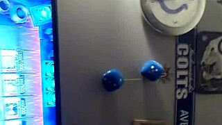 Solo guy with long hair jerks off during game session