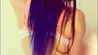 Ivon licks ass and blows big tits brunette on webcam