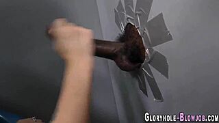 Blonde babe sucking that big black cock