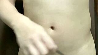 Japanese boy ties shaved cock and balls in hentai masturbation.