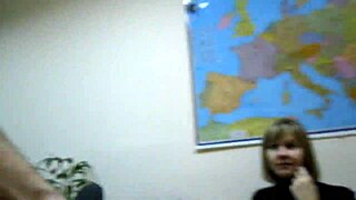 Russian beauty gives a sneaky blowjob at work today