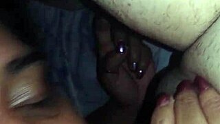 Prostitute masturbating while sucking big cock in maledom scene