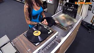 Busty woman drilled hard at pawnshop