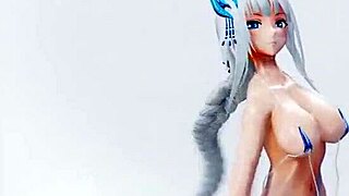 In this mmd r18 scene, a character enjoys the sea breeze while wearing a micro bikini and performing a kawaii strike pose.