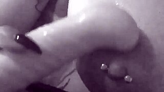 Wet Titty Play with Latina Featuring Nipples and Piercing