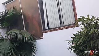 Neighbor Cuckold Records His Wife's Intense Fucking Session Backstage