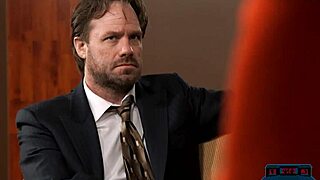 Shark Tank parody turns into a steamy threesome with big-titted blondes using dildos on set