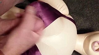 Wow, handjob action with my sexy dolly is unreal! Can't stop cumming on her bra every time.