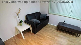 Audrey Decker chats during her big tits casting interview