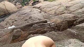 Latina With Big Tits Fucks On Rocks For Great Spine Action With Monster Cock