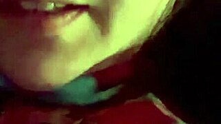 Wife engages in dirty talk while kissing and smoking a cigarette during horny session.