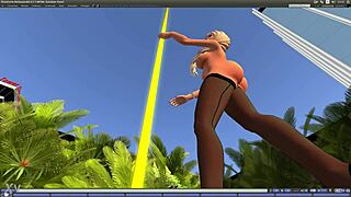Beautiful Blonde Girl Dances And Undresses On Pole In Second Life