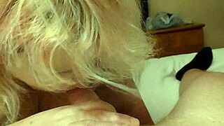 american slut gives a deepthroat blowjob while sucking cock