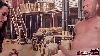 Brunette cowgirl milf Sofie Marie rides massive hard dick with skill