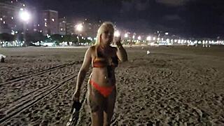 Blonde Showing Tits And Pussy On The Beach!