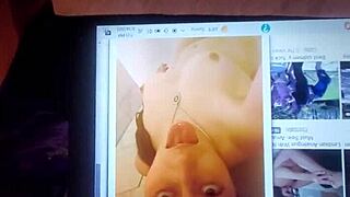 i made a cum tribute for my friend laurie69, cum all over her tits