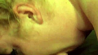 Young white teen gives intense blowjob to cock