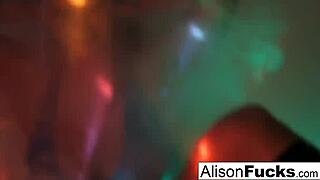 Sexy big-boobed Alison Tyler shines at disco night