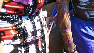 At pride 2016, bbw flashes cameltoe in public panties