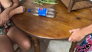 Sexy blonde niece fucks lucky uncle in the kitchen