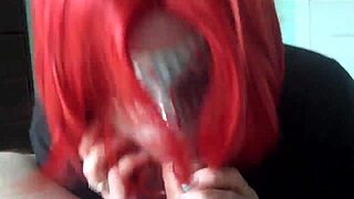 Redhead Amateur Wife Sucking Monster Cock at Home