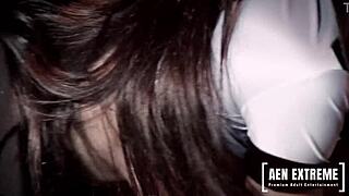 Pornstar Lisa Rose Walks Her Beat And Gets Tag Teamed By Two Guys.