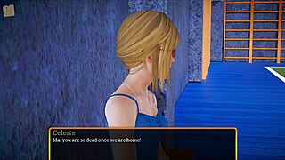 Blonde girl with small tits in family game