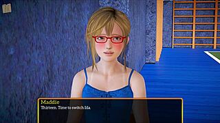 Blonde girl with small tits in family game