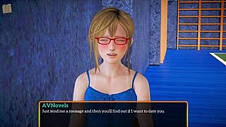 Blonde girl with small tits in family game