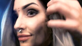 Teen in cosplay enjoys asmr oil and cream session