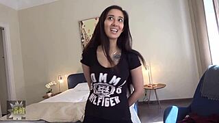 Skinny 18-year-old with huge natural boobs gets raw inside 😍