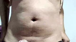 transvestite enjoys rich masturbation session alone