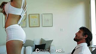 In this fantasy, canadian babe august ames strips down, getting ready for some intense action with big tits and blowjob.