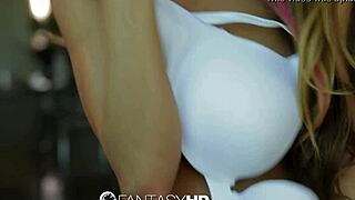 In this fantasy, canadian babe august ames strips down, getting ready for some intense action with big tits and blowjob.