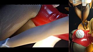 Lucy bunny gets cum on her figures in hentai