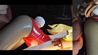 Lucy bunny gets cum on her figures in hentai