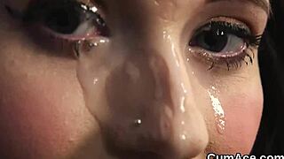 Feel the passion as randy looker takes a facial and eats the cum