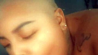 In the early morning, this tattooed ebony bbw gets her fat pussy and ass fucked hard on the bed.