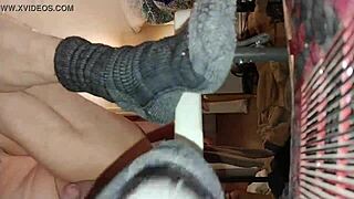 guy explores her ass with toys in casual play