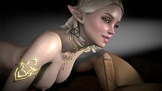 Beautiful Curvy Blonde Elf Girl Sucks Cock in Dark Outfit