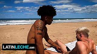 Straight dude fucks gay friend, then plows black stud hard at the beach with raw power.