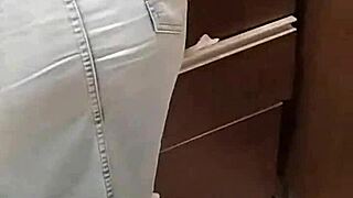 skirtshouse gets close with clara in tight jeans skirt. what a view!