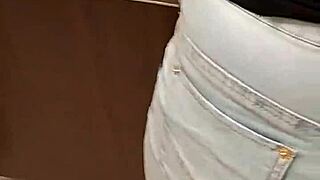 skirtshouse gets close with clara in tight jeans skirt. what a view!