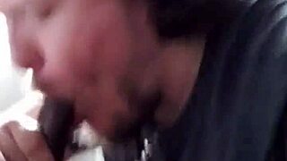 Gay stud gives blowjob to monster big black cock