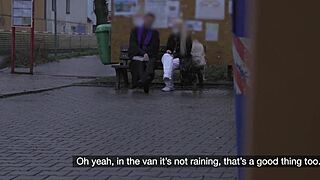 DEVASTATING! Hot Blonde With Small Tits Rides Huge Cock In Preacher's Van!