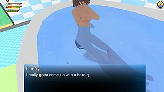 cute femdom humiliates slave in university bathroom game