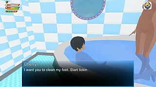 cute femdom humiliates slave in university bathroom game